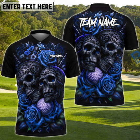 BlueJose Golf Gothic Skull & Rose Personalized Name, Team Name 3D Shirt (4 Colors)