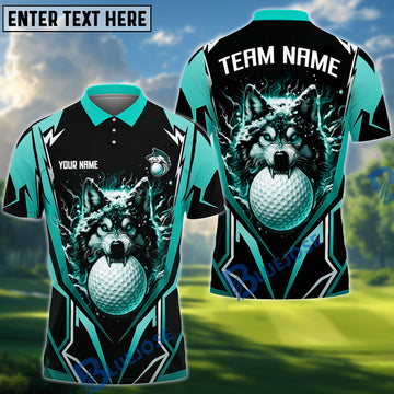 BlueJose Golf Angry Wolf Personalized Name, Team Name 3D Shirt (6 Colors)