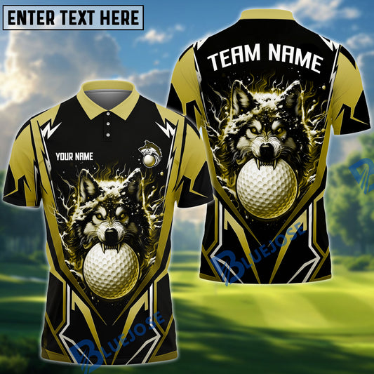 BlueJose Golf Angry Wolf Personalized Name, Team Name 3D Shirt (6 Colors)