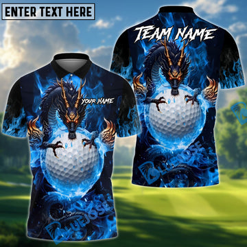 BlueJose Golf Mystic Dragon Fire Personalized Name, Team Name 3D Shirt (6 Colors)