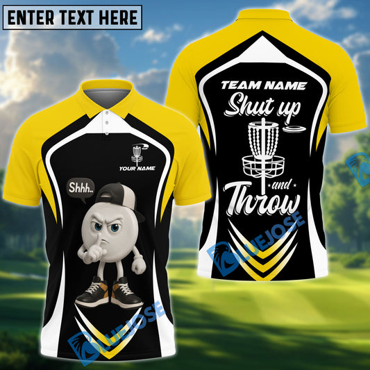 BlueJose Disc Golf Funny Disc Shut Up And Throw Personalized Name, Team Name 3D Shirt (6 Colors)
