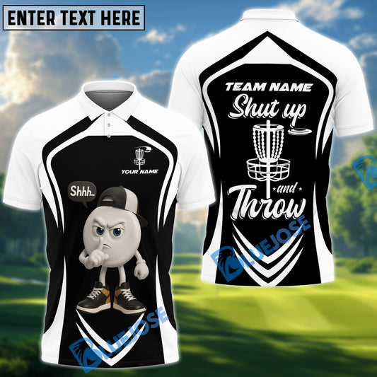 BlueJose Disc Golf Funny Disc Shut Up And Throw Personalized Name, Team Name 3D Shirt (6 Colors)
