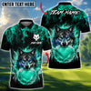 BlueJose Disc Golf Flaming Wolf Design Personalized Name, Team Name 3D Shirt (4 Colors)
