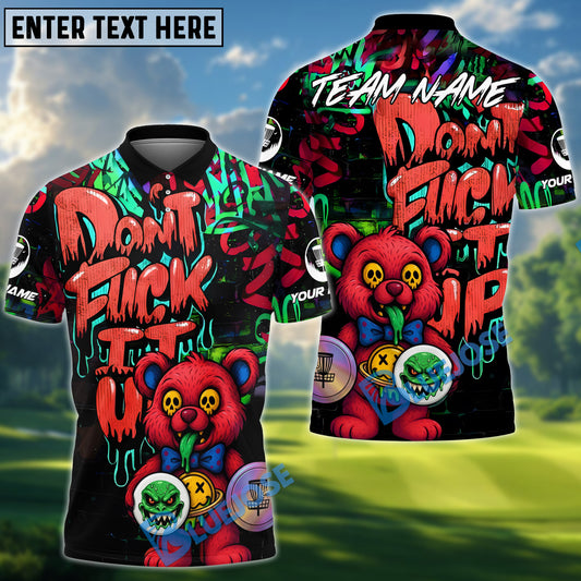 BlueJose Disc Golf Bear Scary Teddy Graffiti Style Personalized Name, Team Name 3D Shirt (4 Colors)