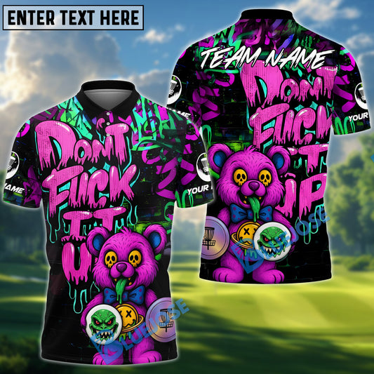 BlueJose Disc Golf Bear Scary Teddy Graffiti Style Personalized Name, Team Name 3D Shirt (4 Colors)