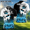 BlueJose Disc Golf Punished Skull Flame Personalized Name, Team Name 3D Shirt (4 Colors)