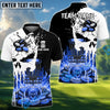 BlueJose Disc Golf Punished Skull Flame Personalized Name, Team Name 3D Shirt (4 Colors)