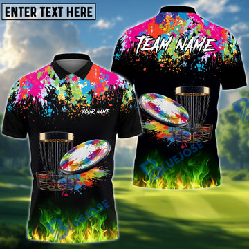 BlueJose Disc Golf Paint Splash Customized Name, Team Name 3D Shirt