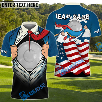 BlueJose Disc Golf Super Disc American Flag Customized Name, Team Name 3D Shirt
