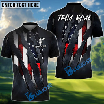 BlueJose Disc American Flag Claw Ripped Patriotic Style Customized Name, Team Name 3D Shirt