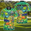 BlueJose Disc Golf Graffiti Cute Dinosaur Personalized Name, Team Name 3D Shirt (4 Colors)