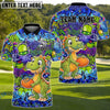 BlueJose Disc Golf Graffiti Cute Dinosaur Personalized Name, Team Name 3D Shirt (4 Colors)