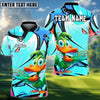BlueJose Disc Golf Cartoon Duck Graffiti Personalized Name, Team Name 3D Shirt (4 Colors)