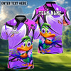BlueJose Disc Golf Cartoon Duck Graffiti Personalized Name, Team Name 3D Shirt (4 Colors)