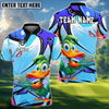 BlueJose Disc Golf Cartoon Duck Graffiti Personalized Name, Team Name 3D Shirt (4 Colors)