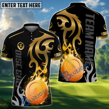 BlueJose Disc Golf Flame Premium Pattern Personalized Name, Team Name 3D Shirt (6 Colors)