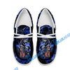 BlueJose Billiards Ball 8 Fire Skull US Flag Blue White Canvas Loafer Shoes