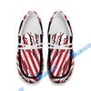 BlueJose Billiards Ball 8 American Flag Patriot White Canvas Loafer Shoes