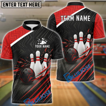 BlueJose Bowling And Pins Apex Pro-Series Customized Name, Team Name 3D Shirt (4 Colors)