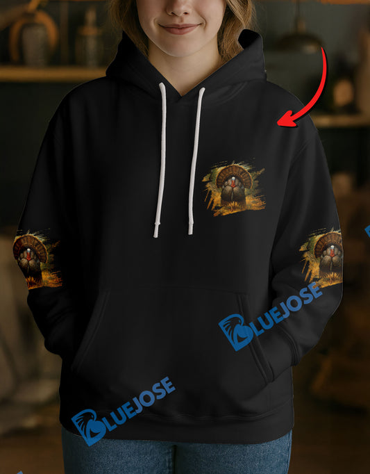 BlueJose Black Turkey Hunter Personalized Name Hoodie For Hunting Lover