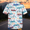 BlueJose Classic Muscle Car Hawaiian Shirt – Vintage Car & Tropical Floral All-Over Print Shirt