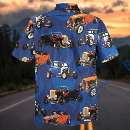 BlueJose Custom Photo Vintage Hot Rod Hawaiian Shirt – Retro Classic Street Rod Aloha Shirt