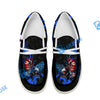 BlueJose Billiards 8 Ball Almighty American Eagle White Canvas Loafer Shoes (4 Colors)