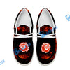 BlueJose Billiard 8 Ball Eagle Fire Flame White Canvas Loafer Shoes ( 4 Colors )