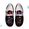 BlueJose Billiards Skull Fire White Canvas Loafer Shoes (4 Colors)