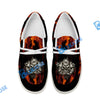 BlueJose Billiards 8 Ball Fusion Skulls White Canvas Loafer Shoes (4 Colors)