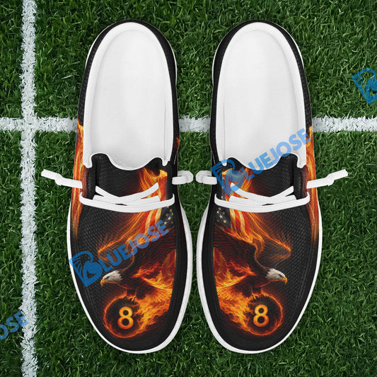 BlueJose Billiards Ball 8 Eagle Flag Flame Mesh Dude Shoes (4 Colors)