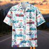 BlueJose Classic Muscle Car Hawaiian Shirt – Vintage Car & Tropical Floral All-Over Print Shirt