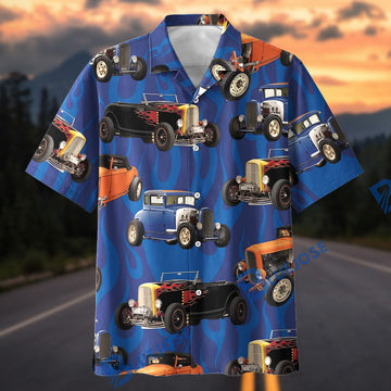 BlueJose Vintage Hot Rod Hawaiian Shirt – Retro Classic Street Rod Aloha Shirt
