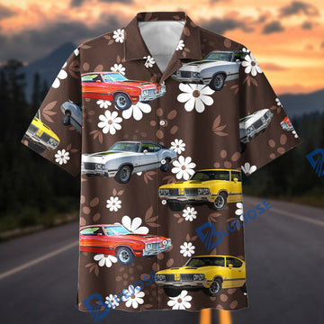 BlueJose Vintage Oldsmobile 442 Hawaiian Shirt – Classic Muscle Car Aloha Shirt