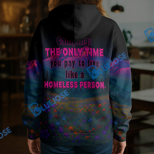 BlueJose Personalized Neon Mountain Bigfoot Camping Hoodie