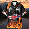Bluejose Personalized Car "American Muscle Heritage" Flames Mustang Hawaiian Shirt