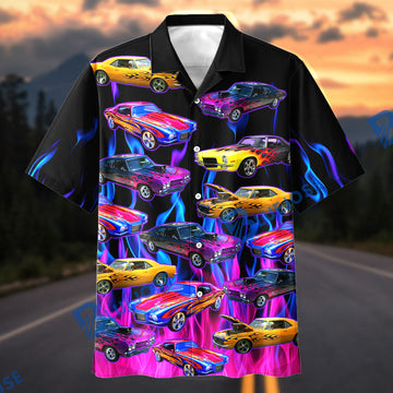 BlueJose Vintage Muscle Car Hawaiian Shirt – Retro Classic American Muscle Car Aloha Shirt