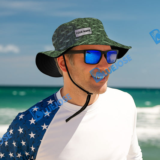 BlueJose Musky Fish Pattern Custom Name Bucket Hat