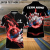 BlueJose Bowling And Pins Flame Perfect Strike Customized Name, Team Name 3D Shirt (4 Colors)