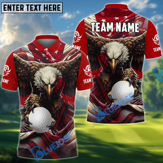 BlueJose Golf Ball Eagle Flag Premium Customized Name, Team Name 3D Shirts ( 6 Colors)