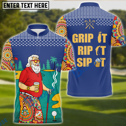 BlueJose Grip It Rip It Sip It Men's Funny Golf Shirts, Custom Name & Team Name 3D Shirts