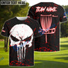 BlueJose Disc Golf Punisher Skull Neon Basket Personalized Name, Team Name 3D Shirt (4 Colors)