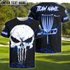 BlueJose Disc Golf Punisher Skull Neon Basket Personalized Name, Team Name 3D Shirt (4 Colors)