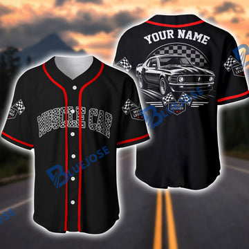 BlueJose Personalized Car Muscle Legends Classic Mustang Racing Baseball Jersey
