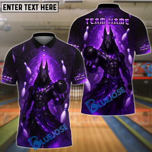 BlueJose Bowling And Pins Ancient Egyptian God Anubis Customized Name, Team Name 3D Shirt (4 Colors)