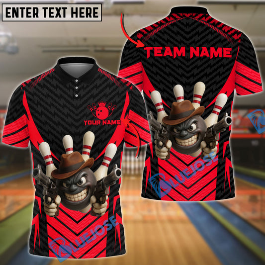 BlueJose Bowling And Pins Cowboy Gangster Customized Name, Team Name 3D Shirt (4 Colors)