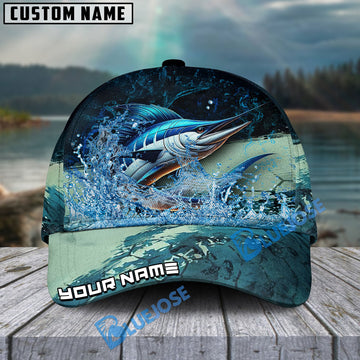 BlueJose Personalized Marlin Fishing Aqua Strike Classic Cap