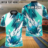 BlueJose Bowling And Pins Splash Grunge Customized Name, Team Name 3D Shirt (6 Colors)