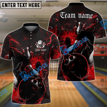 BlueJose Gear With Skull-Themed Bowling Personalized Name, Team Name 3D Shirt (4 Colors)
