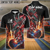 BlueJose Bowling And Pins Burning Oni Samurai Customized Name 3D Shirt (6 Colors)